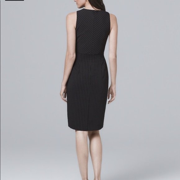 WHBM Black Sleeveless Pinstripe Sheath Dress Sz 6 - Picture 2 of 10